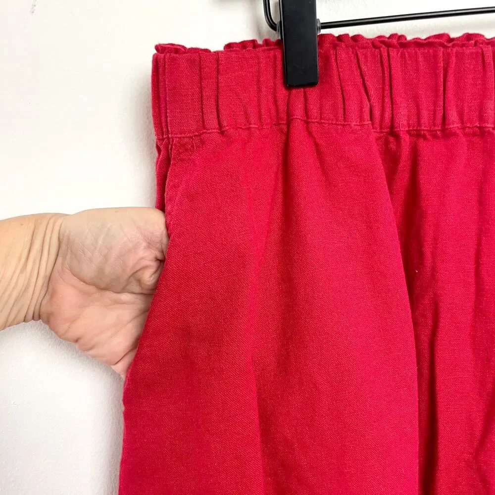 Vintage 90s Liz Claiborne Linen Blend Skirt Large Red Short Minimalist Parisian‎